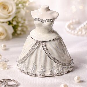 Cracker Barrel Wedding Dress Trinket Box Bridal Jewelry Ring Holder